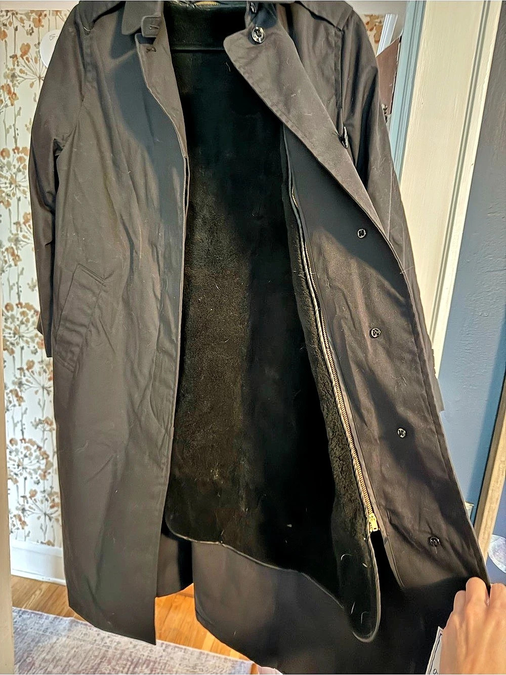 D.S.C.P Quarterdeck Collection unisex Black Trench Coat Size 12R